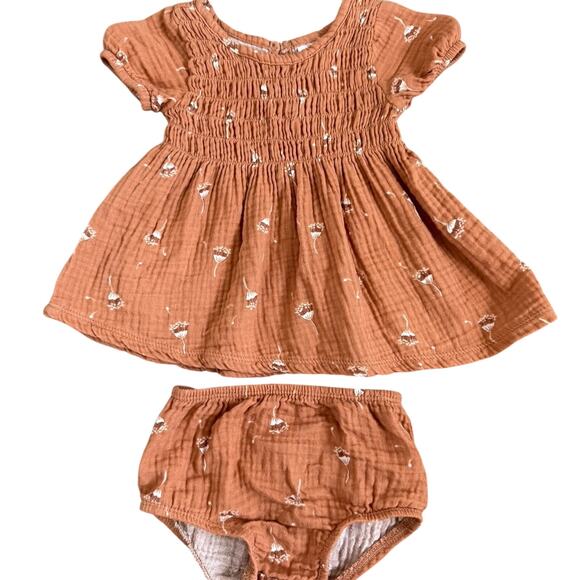 Modern Moments By Gerber Smocked Dress & Bloomer Set 3-6M Rust Orange Outfit - Picture 1 of 6